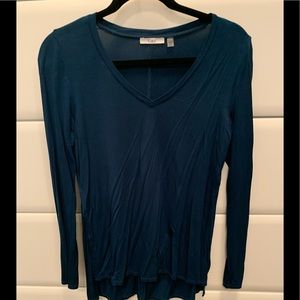 Teal V neck Cotton Shirt